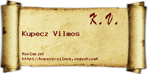 Kupecz Vilmos névjegykártya
